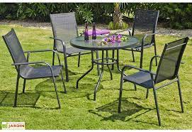 table ronde a mander avec 4 chaises en aluminium gris anthracite salon de jardin metal mobilier jardin salon de jardin