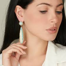 Orecchini neoclassici a pendente con cammei floreali in porcellana