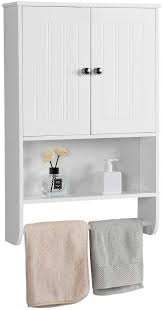 Use the inside of your medicine cabinet save shelf space by hanging metal objects (think lightweight items like tweezers, manicure. Bathroom Wall Cabinet White Two Door Wall Hung Cabinet Shelf Rack Organizer Medicine Cabinets Home Garden