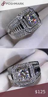 Icy Mens Bust Down Pinky Ring Silver Gold Mens Gold Rings Mens Gold Diamond Rings Mens Diamond Pinky Rings