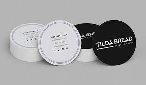 It's also an opportunity to start playing with your brand, product, and that shape. Tilda Bread Branding On Behance Business Card Design Round Business Cards Business Cards Creative