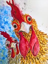Original Chicken Watercolor Chicken Art Rooster Art Etsy Chicken Art Rooster Art Chicken Painting