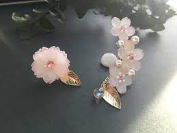 はんなり 桜 イヤーカフ ポリマークレイの花 イヤーカフ プラバン 花