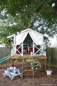 7 Creative Ideas To Make An Outdoor Oasis For Kids This Summer Backyard Play Houses Backyard Trees