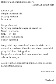 Berhubung halaman ini kami matian fungsi klik kanan dan blok. Contoh Surat Izin Tidak Masuk Kerja Untuk Karyawan Pt Pabrik Dan Umum Syilent