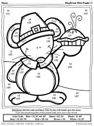 Thanksgiving math coloring pages free. Thanksgiving Math Activities Mayflower Mice Color By Code 2 Digit Addition And Subtraction M Thanksgiving Math Activities Thanksgiving Math Math Activities