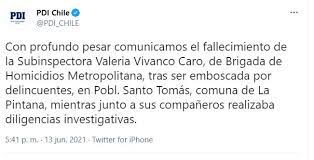 Check spelling or type a new query. Funcionaria De La Pdi Muere Tras Ser Baleada En La Pintana Meganoticias