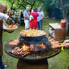 Wood Burning Corten Steel Fire Pit With Bbq Grill Ahl In 2020 Fire Pit Bbq Fire Pit Steel Fire Pit