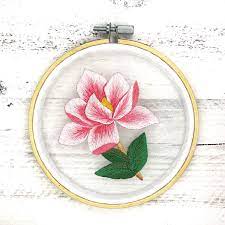 Digital Hand Embroidery Magnolia Flower Pattern Instant Etsy In 2020 Embroidery Tutorials Hand Embroidery Kit Embroidery Patterns