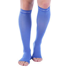 details about doc miller open toe compression sleeve 30 40 mmhg varicose veins blue