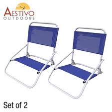 Choose from contactless same day delivery, drive up and more. Buy Aestivo Set Of 2 Folding Low Beach Chairs Navy Grays Australia