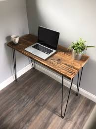 Hampshire Modern Rustic Industrial Reclaimed Wood Desk With Hairpin Serie Debut By Leoniebuggert Desk Hair In 2020 Reclaimed Wood Desk Rustic Industrial Wood Desk