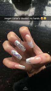 Acrylic Nails Nail Art Acrylics French Manicure French Tip Glitter Mermaid Nails Fashion Nails Fire Nails