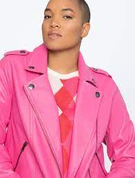 Hot Pink Faux Leather Plus Size Moto Jacket Available At Eloquii Up To Size 28 Affiliate Plus Size Coats Womens Moto Jacket Jackets For Women