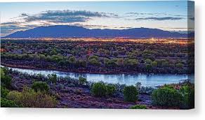 Twilight Panorama of Sandia Mountains, Albuquerque, and Rio Grande