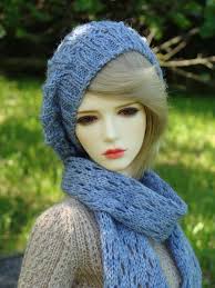 Knitted BJD Doll Clothes: Openwork Beanie and Scarf for 1/3 SD Dolls
