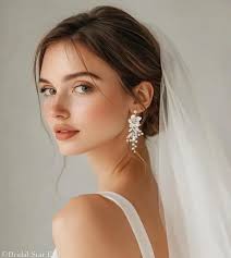 Freshwater Pearl & Crystal Bridal Earrings, Boho Wedding Earrings, Pearl  Flower Leaf Earrings, Statement Bridal Earrings,