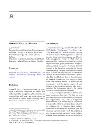 Lazarus' theory of emotion secondary appraisal lazarus (1982) concluded that 'cognitive appraisal underlies and is an integrated feature of all emotional states.' critics of this view argue that although cognition and emotion often work together, emotions can be generated without cognitive appraisal. Pdf Appraisal Theory Of Emotion