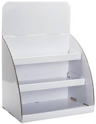 Countertop Cardboard Display 3 Tiers Removable Header White Cardboard Display Cardboard Display Stand Countertop Display