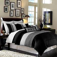 Slate gray and white striped duvet. 8 Pieces Black White Grey Luxury Stripe Comforter 86 X88 Bed In A Bag Set Full Or Double Size Bedding Buy Online In Angola At Angola Desertcart Com Productid 1269612