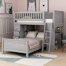 Amazon Com Twin Over Twin Bunk Bed For Kids Loft System Bunk Bed With Desk Bunk Beds With Drawers Loft Beds With Desk