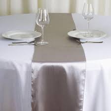 Satin Table Runner Silver Tablecloths Factory Tableclothsfactory Com Silver Table Table Cloth Banquet Decorations