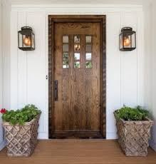 Farmhouse Front Door White Board And Batten Farmhouse Exterior With Wood Front Door Farmhouse Fr Modern Farmhouse Exterior Farmhouse Exterior Farmhouse Doors
