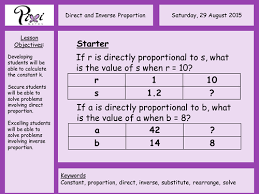 Direct And Inverse Proportion Proportion Math Secondary School Teaching Teaching Resources