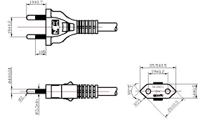 It shows how a electrical wires are interconnected. 2 Pin Brazilian Nbr 6147 Non Ground Plug Power Cord