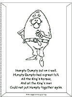 For older children use the two step directions and for the oldest children use the three step directions. Humpty Dumpty Coloring Pages