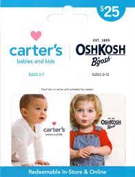 Gift card spread is not the issuer of the gift cards. Amazon Com Carter S Oshkosh B Gosh Gift Card 25 Gift Cards