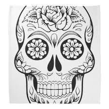Skull Drawing With Black Ink In White Background Bandana Zazzle Com In 2020 Sugar Skull Drawing Skull Coloring Pages Skull Drawing