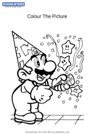 Includes images of baby animals, flowers, rain showers, and more. Mario Birthday Super Mario Coloring Pages Worksheets For Preschool Kindergarten First Grade Art And Craft Worksheets Schoolmykids Com