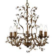 Maybe you would like to learn more about one of these? Almandite 5 Flame Ceiling Light Brown Gold Finish With Leaf Cover And Clear Decorative Crystals Meinelampe