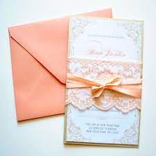 Nice 10 Peach And Gold Wedding Invitations Wedding Invitations Lace Wedding Invitations Coral Wedding Invitations