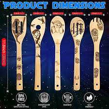 Maybe you would like to learn more about one of these? Luxxis Star Wars Gifts Kitchen Accessories Bamboo Cooking Utensils 7pc Set 5x Organic Bamboo Spoons 1x Kitchen Apron And 1x Dishwasher Magnet Premium Cookware And Apron Adorable Double Sided Magnet Stickers