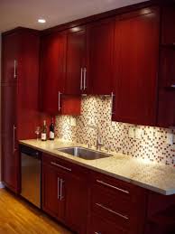 Cherry Cabinets With Glass Tile Backsplash Cherry Wood Kitchen Cabinets Cherry Wood Kitchens Cherry Wood Cabinets