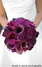 Bridesmaid Bouquets Wine And Deep Plum Color Flowers In A Very Tight Round Arrangement Purple Wedding Beautiful Bouquet Purple Wedding Bouquets