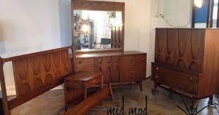 Broyhill brasilia furniture debuted at the seattle world's fair in 1962. Broyhill Premiere Brasilia Bedroom Set Triple Dresser Gentleman S Chest Nightstand And Full Bed Sold Home Decor Furniture Interior Design Inspiration