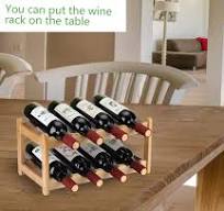 Wine Rack 8 Bottle 2-Tier Eco-Friendly Bamboo Wine Storage Easy-Assembly  Space-Saving for Wine Lovers,Kitchen Wine Organizer for Countertop,Pantry,  ...