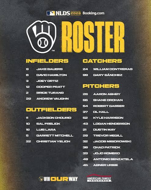 Your official Brewers NLDS Roster #WinOurWay x American Family Insurance