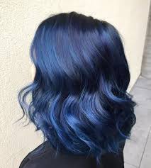 The hair that was lighted, was golden yellow. Dark Blue Hair Color Ideas And Images