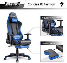Desino Gaming Chair Racing Style High Back Computer Chair Swivel Ergonomic Executive Office Leather Chair With Footrest Whi Leather Chair Computer Chair Chair