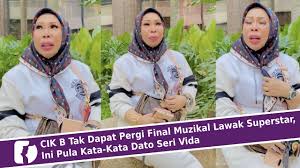 Просмотров 3,7 тыс.19 часов назад. Cik B Tak Dapat Pergi Final Muzikal Lawak Superstar Ini Pula Kata Kata Dato Seri Vida Youtube
