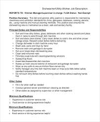 Free 8 Sample Dishwasher Job Description Templates In Pdf Ms Word