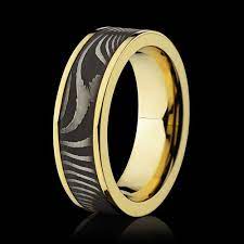 Damascus 18k Gold Ring Custom Mens Wedding Rings Mens Wedding Rings Unique Mens Rings