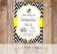 Keep it casual or let your inner event planner go wild. What Will Baby Bee Gender Reveal Bumble Bee Chevron Invitation