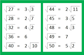 square roots up to 352 that can be simplified find the