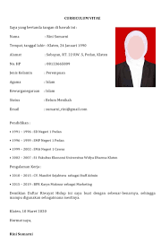 5.5 contoh curiculum vitae mahasiswa. Contoh Curriculum Vitae Cv Untuk Syarat Melamar Kerja