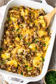 Sausage Breakfast Casserole In A White Casserole Dish Sausage Recipes For Dinner Breakfast Sausage Recipes Hot Sausage Recipes
